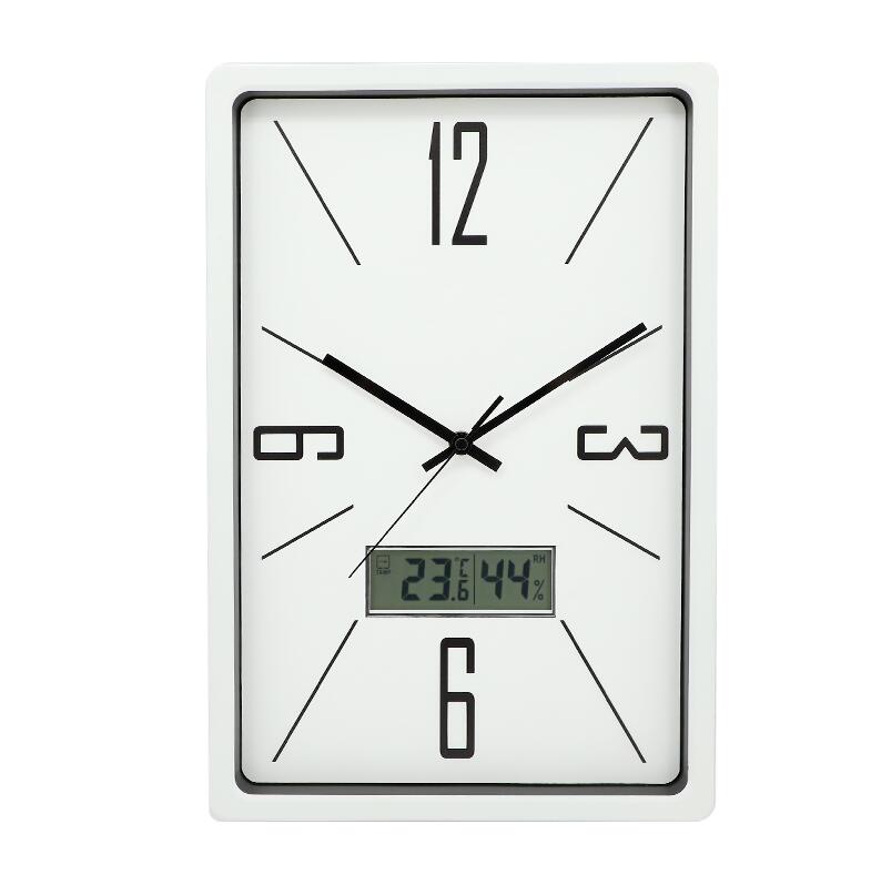 Home Decoration Modern Large Square Wall Clock With LCD Calendar Thermometer and Hygrometer