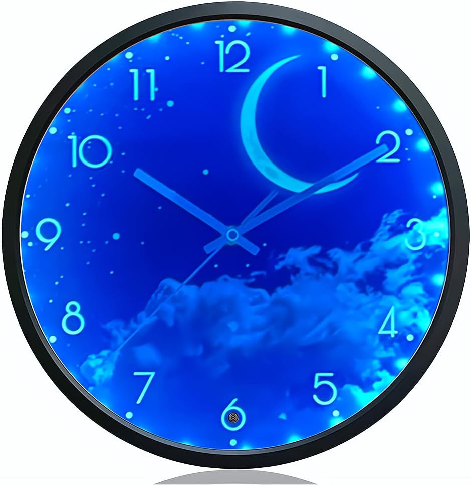 12 Inch Silent Battery-Operated LED Night Light Wall Clock