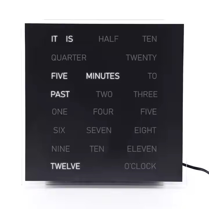 Customized Language wall wording clock home decor Dutch French German table electronic word LED clock