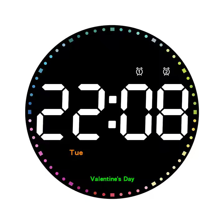 Modern Holiday Reminder Timer Remote Control Brightness Adjustable Digital Alarm Clock LED Wall Clock