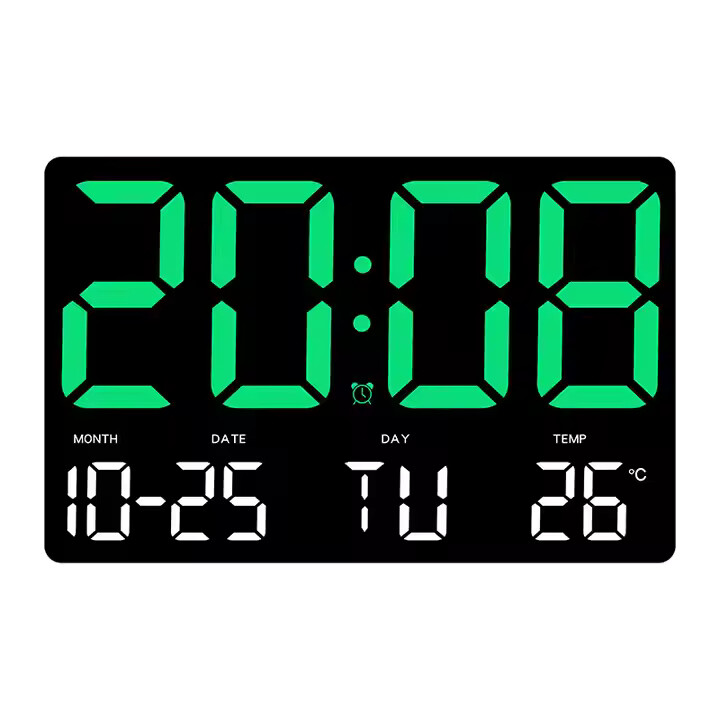 Large Screen Multifunction Display Time Date Week Temperature Digital Alarm Clock Colorful Wall Clocks