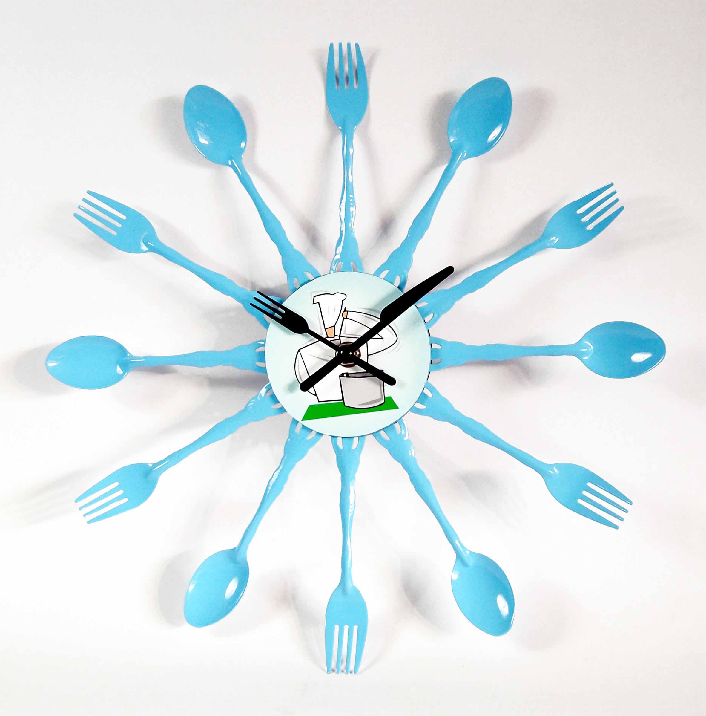 Baby Blue Kitchenware Metal Quartz Kitchen Wall Clock