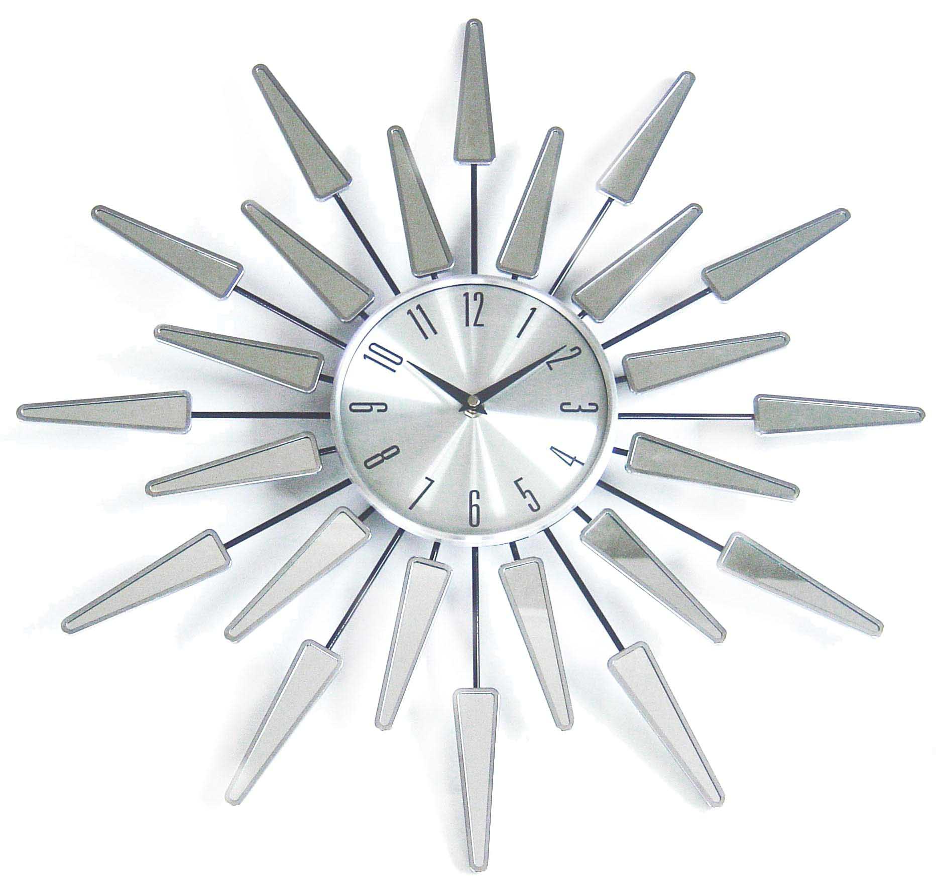 Silver Radial Icicle Kitchenware Metal Quartz Kitchen Wall Clock