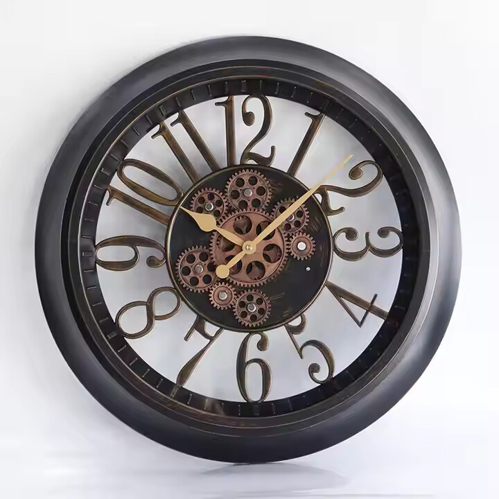 20 Inches huge round plastic wall clock with moving gear