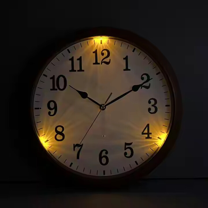 LED night light plastic wall clock for dark bedroom