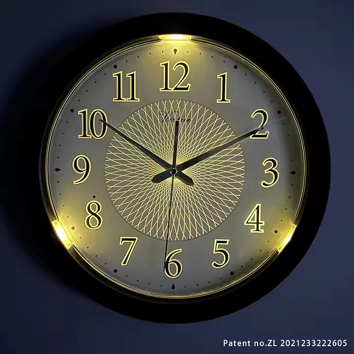 LED Illuminated Indoor Analog Lighted Up Wall Clock Glow in The Dark