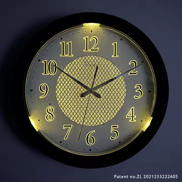 LED Indoor Analog Night Light Wall Clock Glow in The Dark